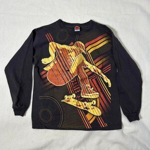 Skateboarding long sleeve shirt‎ with bold graphics, black and yellow
